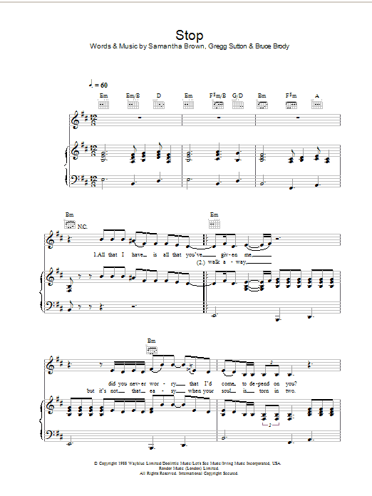 Jamelia Stop sheet music notes and chords. Download Printable PDF.