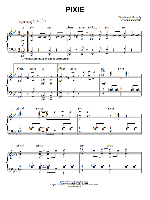 James Booker Pixie (arr. Brent Edstrom) sheet music notes and chords. Download Printable PDF.