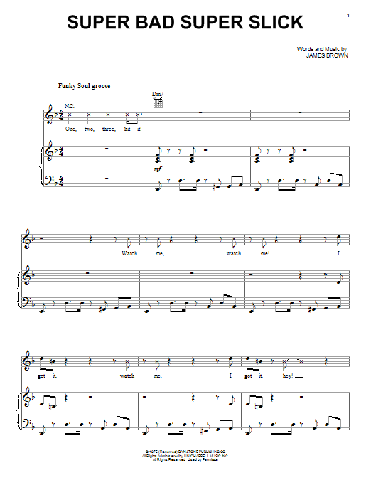 James Brown Super Bad Super Slick sheet music notes and chords arranged for Piano, Vocal & Guitar Chords (Right-Hand Melody)
