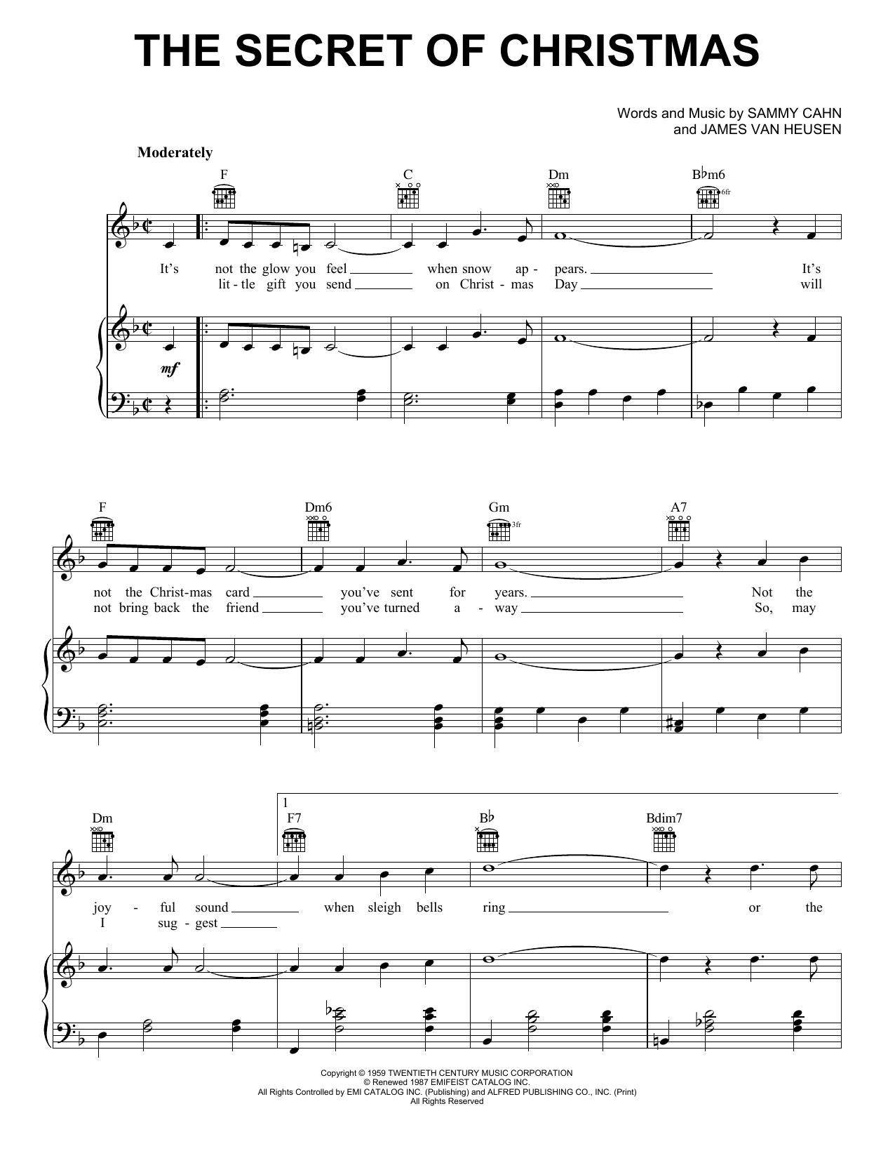 James Can Heusen The Secret Of Christmas sheet music notes and chords. Download Printable PDF.