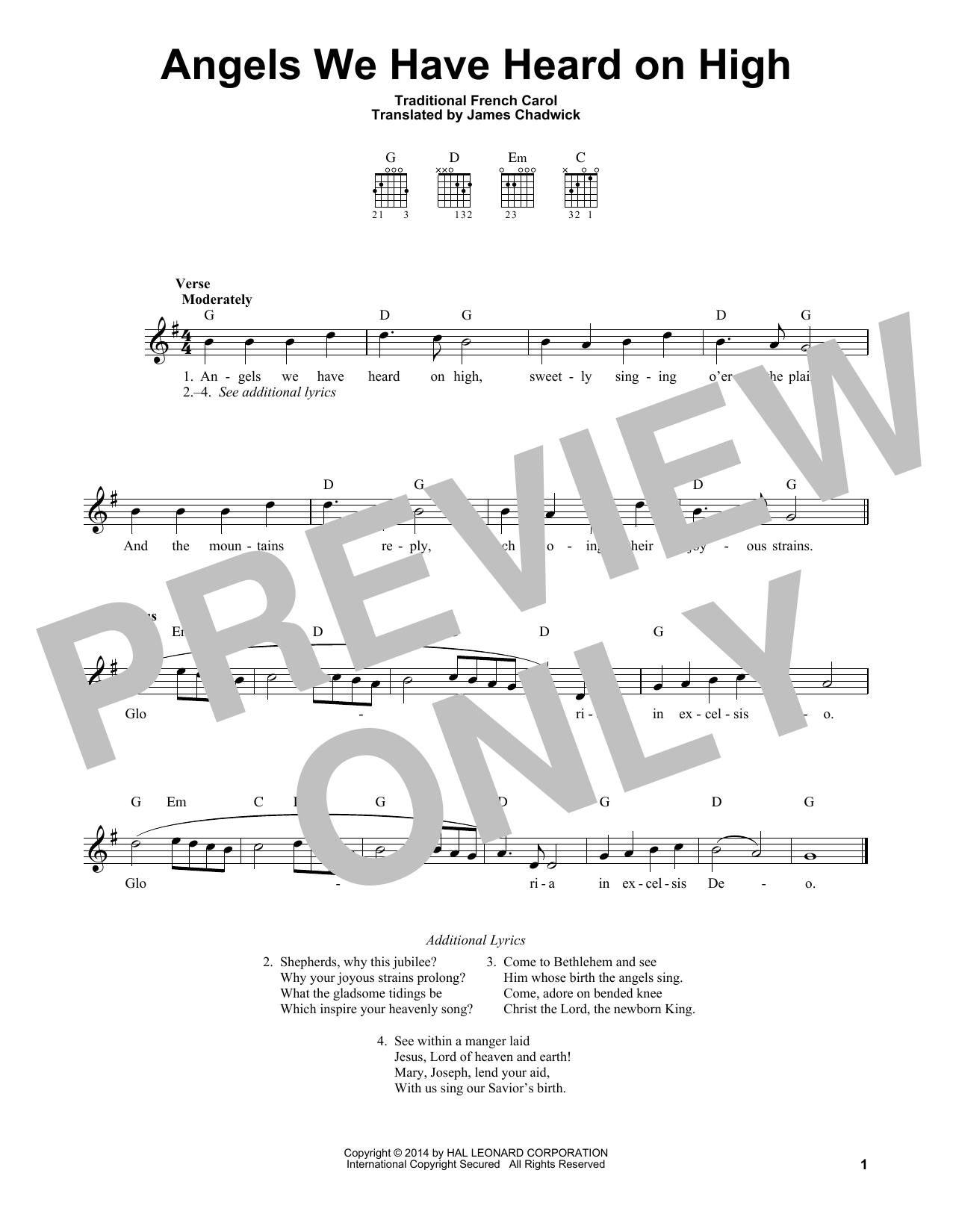 James Chadwick Angels We Have Heard On High sheet music notes and chords. Download Printable PDF.