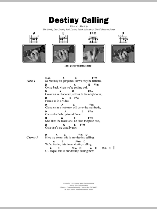 James Destiny Calling sheet music notes and chords. Download Printable PDF.