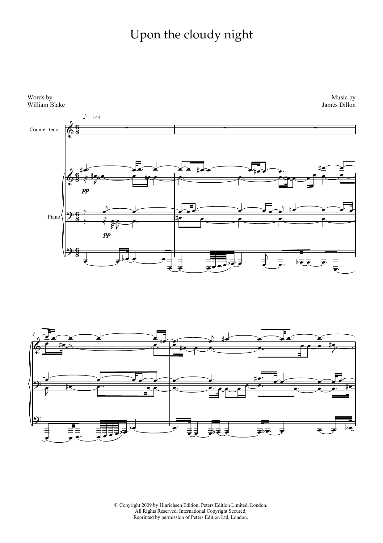 Learn to play James Dillon Upon the cloudy night sheet music for Piano & Vocal in minutes. Price: 7.8900$ James Dillon Upon the cloudy night sheet music notes and chords arranged for Piano & Vocal