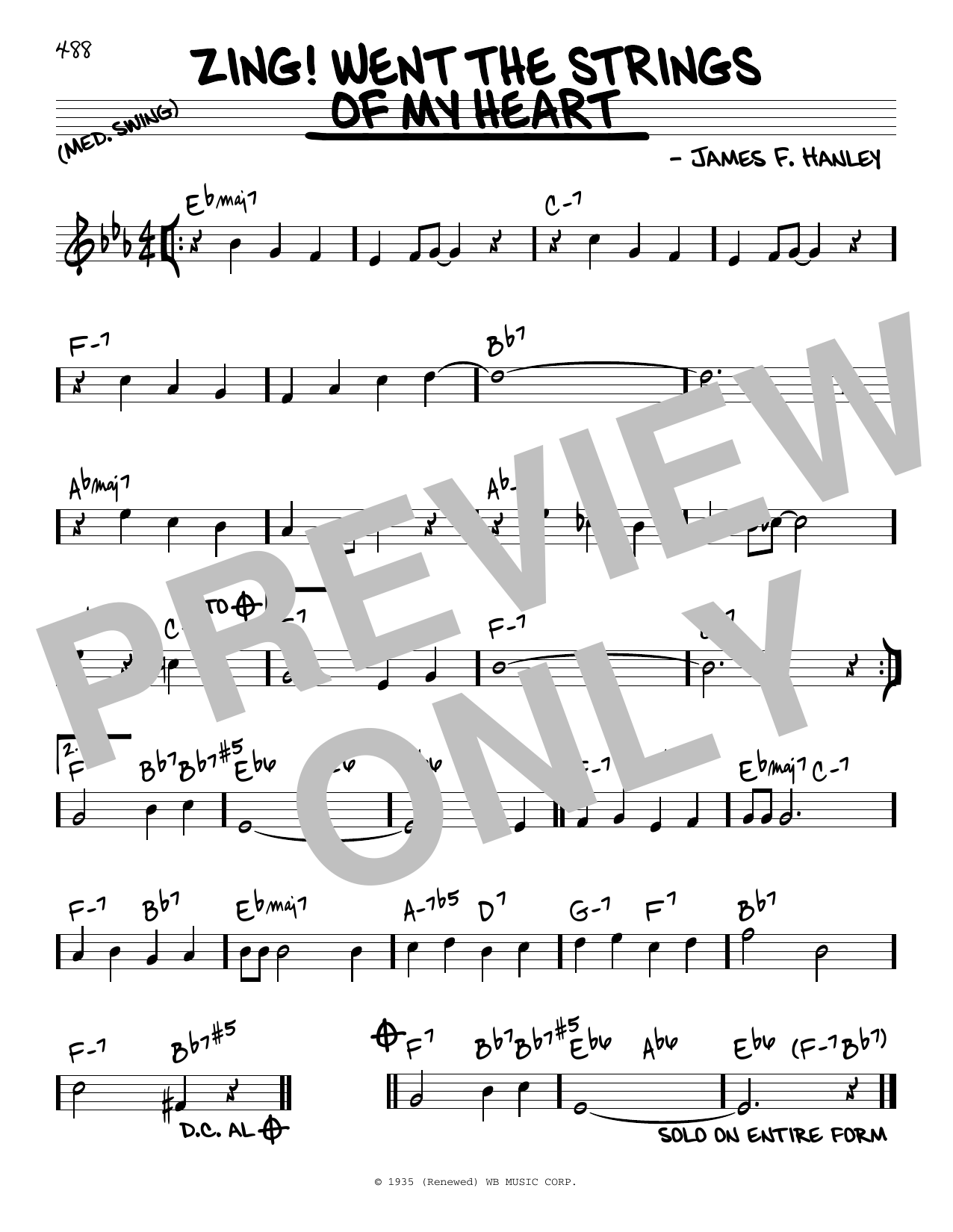 James F. Hanley Zing! Went The Strings Of My Heart sheet music notes and chords. Download Printable PDF.