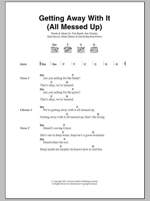 James Getting Away With It (All Messed Up) sheet music notes and chords. Download Printable PDF.