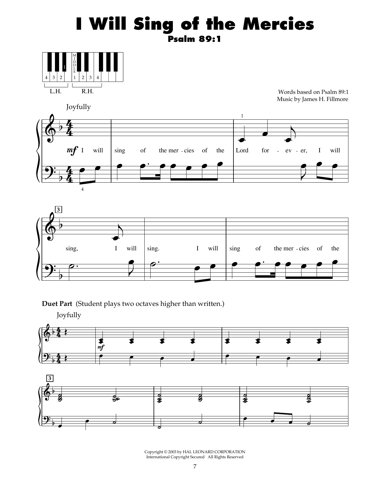 James H. Fillmore I Will Sing Of The Mercies sheet music notes and chords. Download Printable PDF.