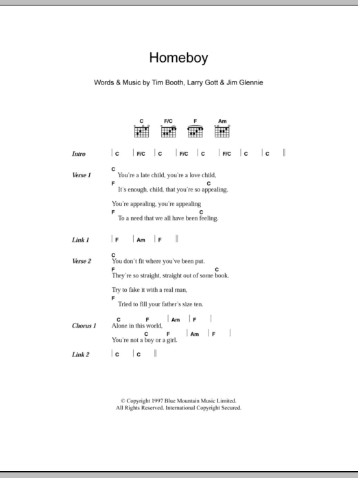 James Homeboy sheet music notes and chords. Download Printable PDF.