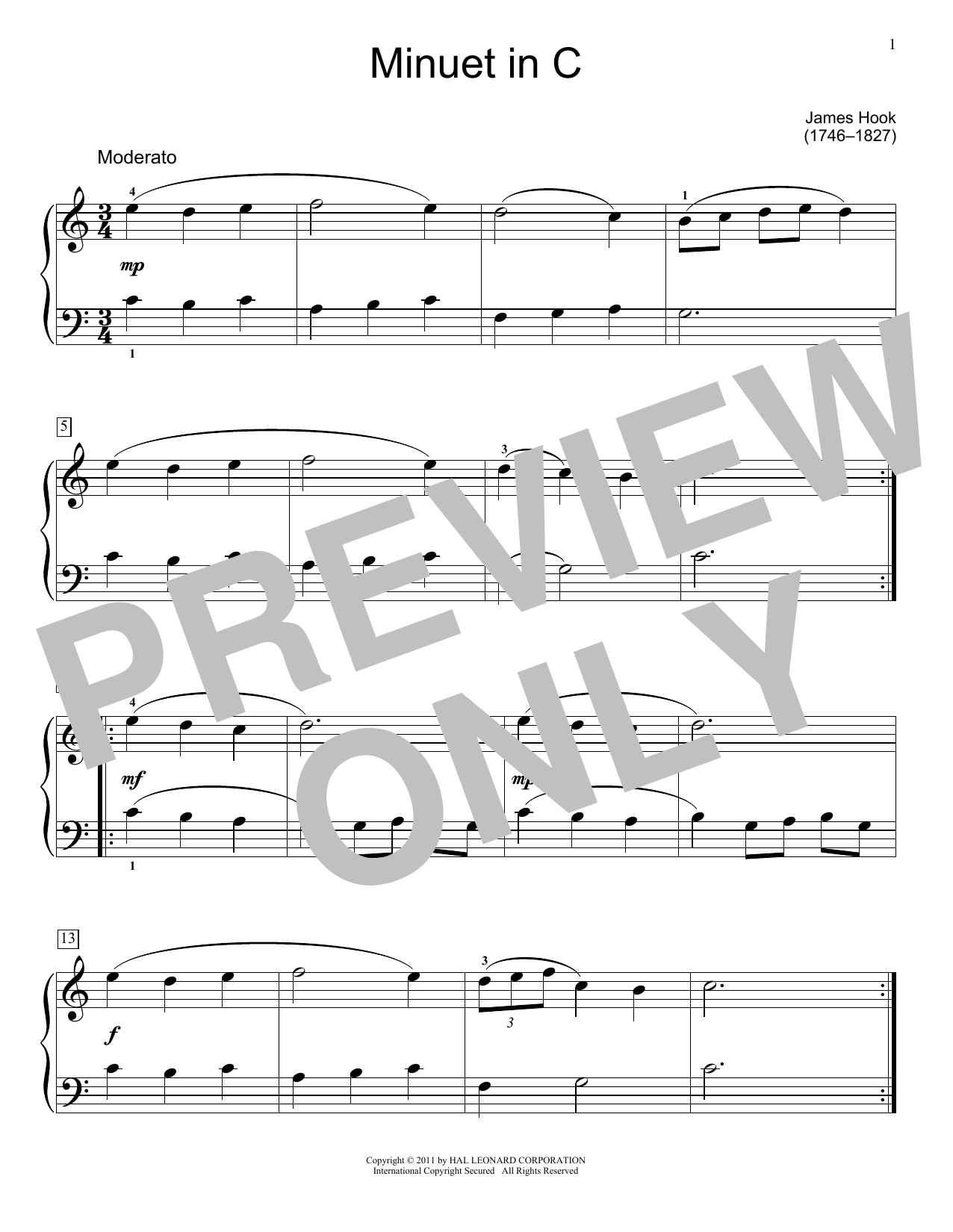 Jennifer Linn Minuet In C sheet music notes and chords. Download Printable PDF.