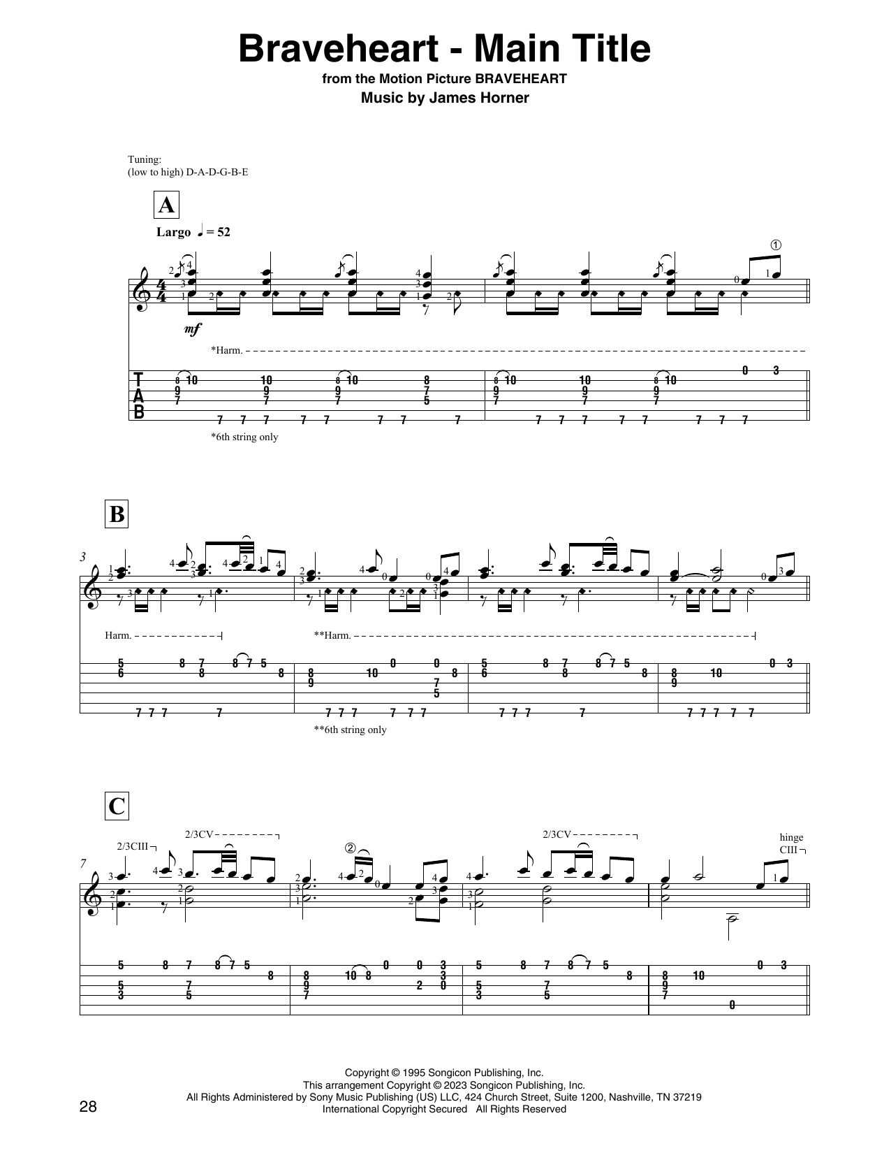 James Horner Braveheart - Main Title (arr. David Jaggs) sheet music notes and chords. Download Printable PDF.