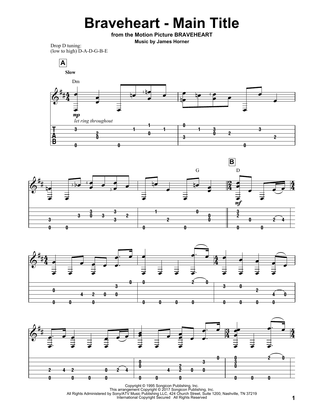 James Horner Braveheart - Main Title sheet music notes and chords. Download Printable PDF.