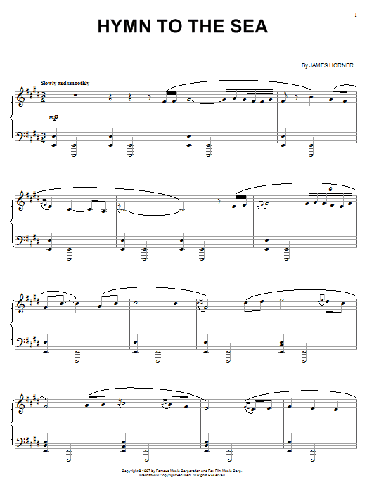 James Horner Hymn To The Sea (from Titanic) sheet music notes and chords. Download Printable PDF.