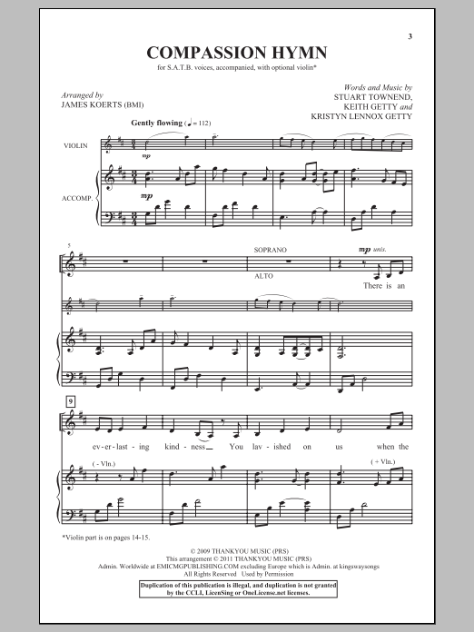 James Koerts Compassion Hymn sheet music notes and chords. Download Printable PDF.