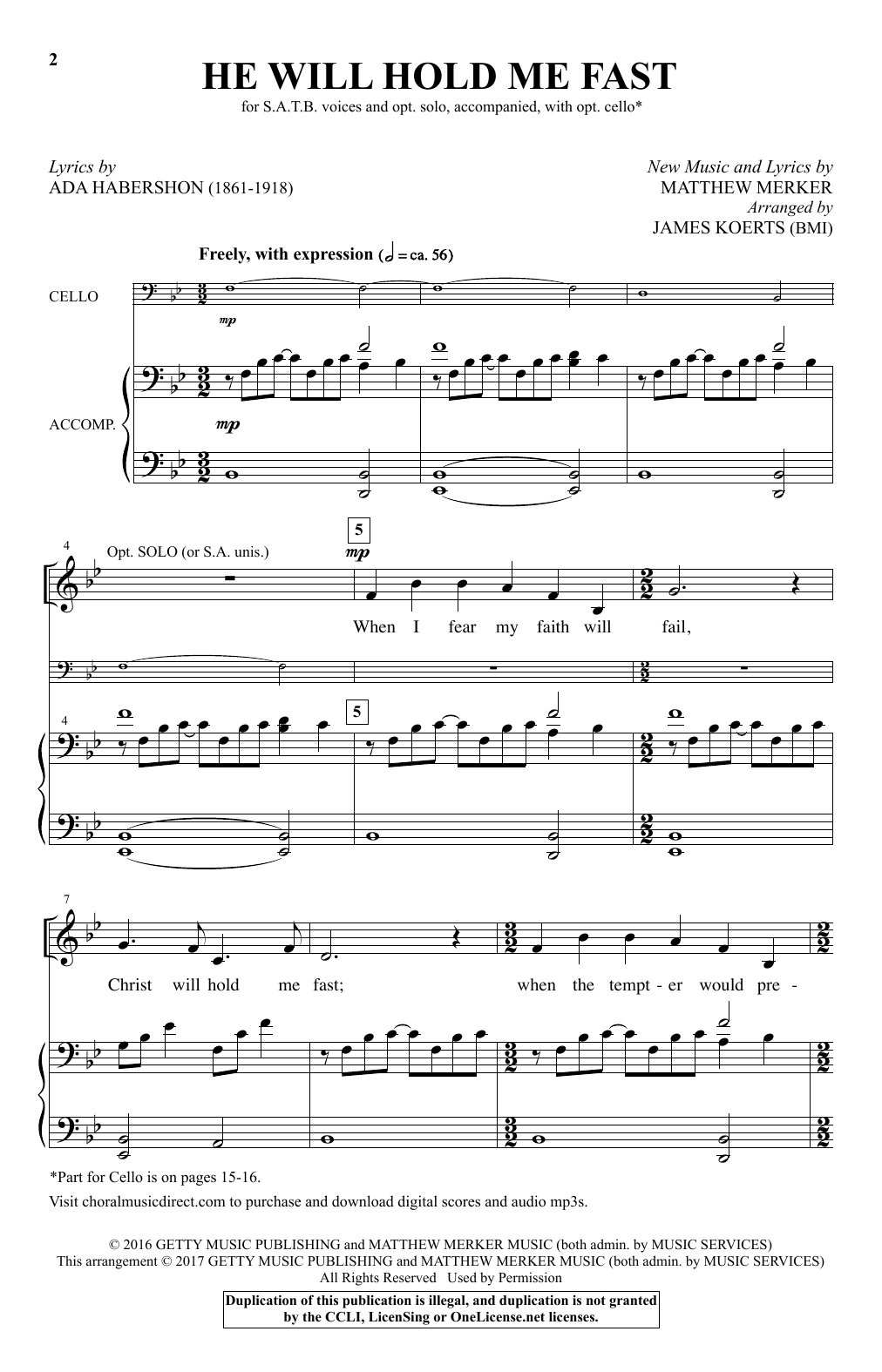 James Koerts He Will Hold Me Fast sheet music notes and chords. Download Printable PDF.