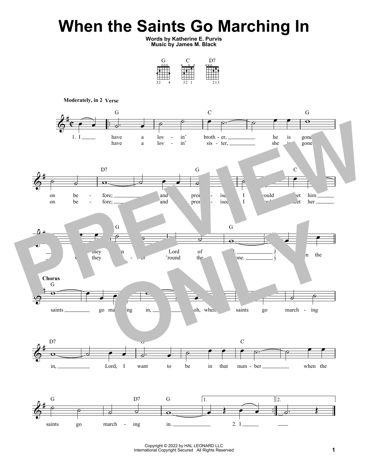 Various When The Saints Go Marching In sheet music notes and chords. Download Printable PDF.