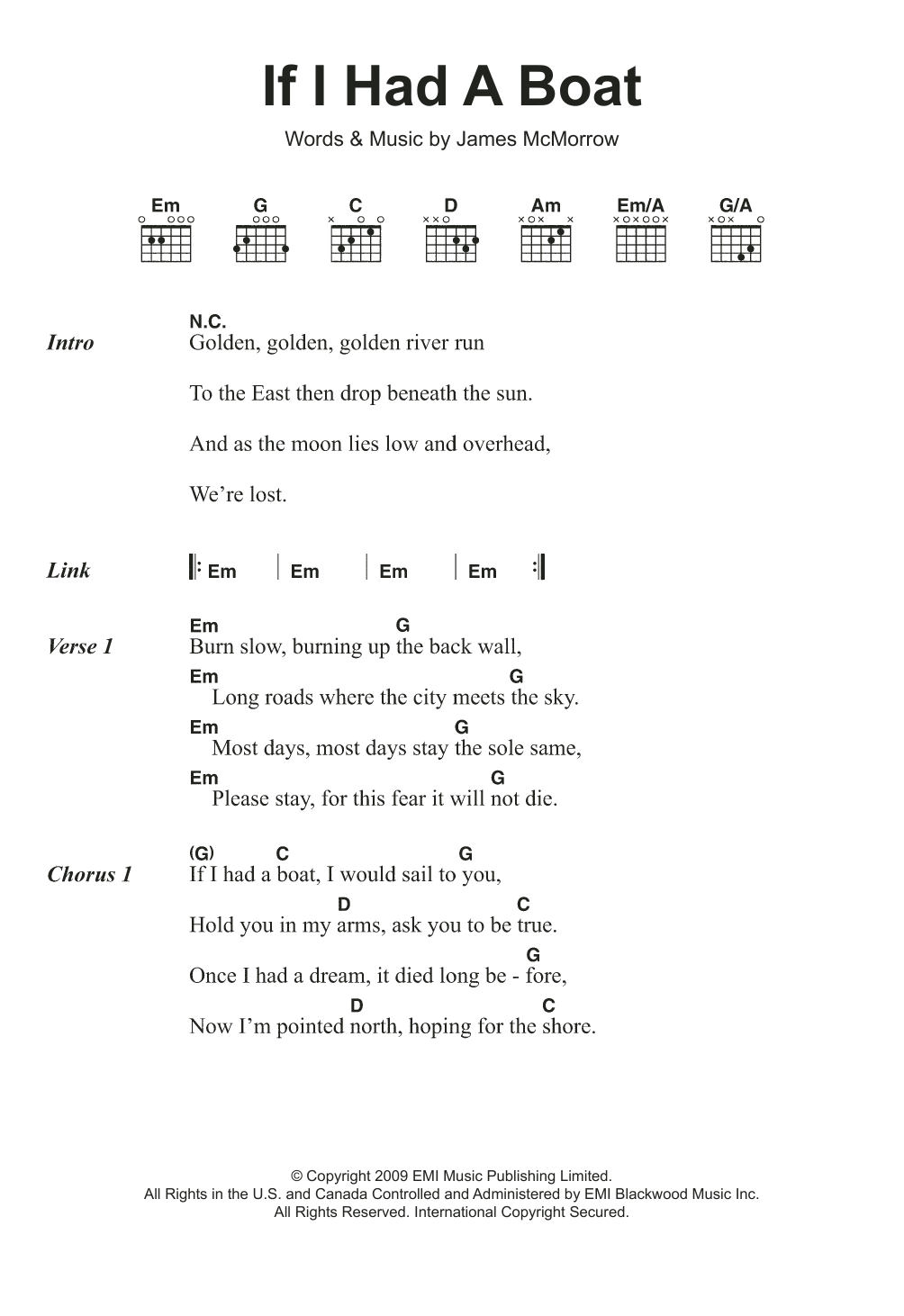 James McMorrow If I Had A Boat sheet music notes and chords. Download Printable PDF.