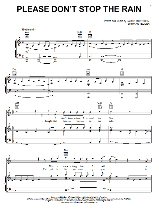 James Morrison Please Don't Stop The Rain sheet music notes and chords arranged for Piano, Vocal & Guitar Chords (Right-Hand Melody)