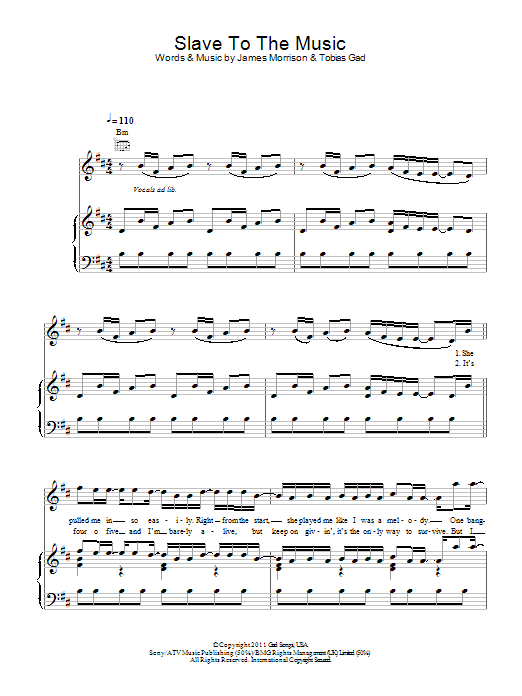 Learn to play James Morrison Slave To The Music sheet music for Piano, Vocal & Guitar Chords in minutes. Price: 7.8900$ James Morrison Slave To The Music sheet music notes and chords arranged for Piano, Vocal & Guitar Chords