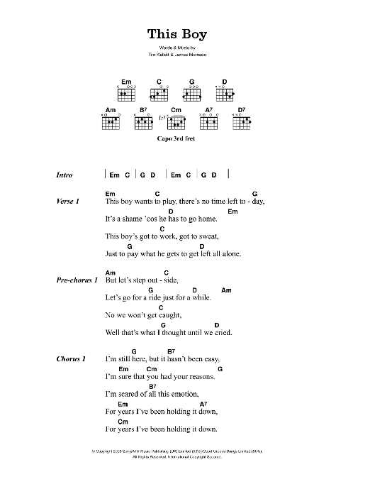 James Morrison This Boy sheet music notes and chords. Download Printable PDF.