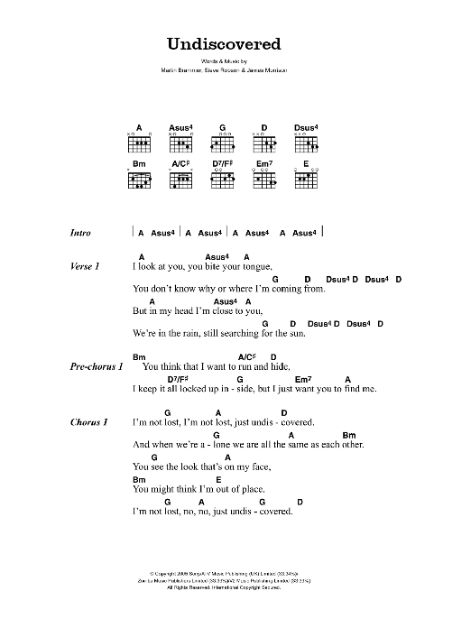 James Morrison Undiscovered sheet music notes and chords. Download Printable PDF.