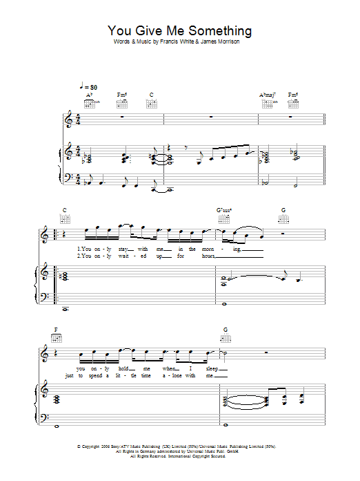 James Morrison You Give Me Something sheet music notes and chords. Download Printable PDF.