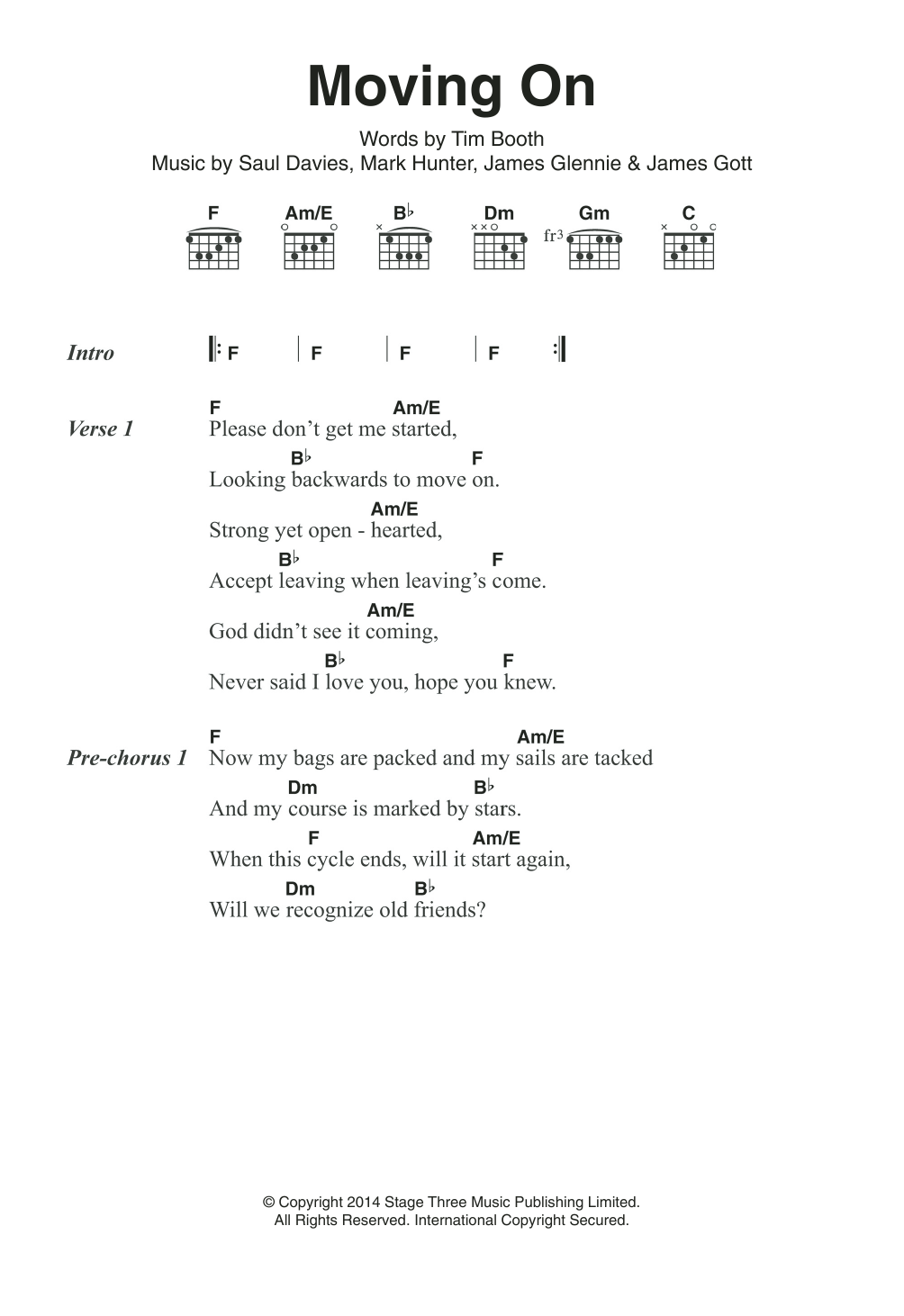 Fiona Joy Hawkins Moving On sheet music notes and chords. Download Printable PDF.