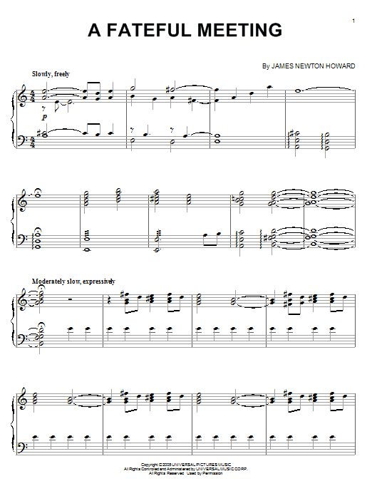 Learn to play James Newton Howard A Fateful Meeting (from King Kong) sheet music for Piano Solo in minutes. Price: 7.8900$ James Newton Howard A Fateful Meeting (from King Kong) sheet music notes and chords arranged for Piano Solo