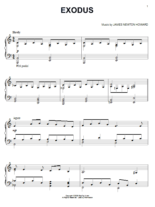 James Newton Howard Exodus sheet music notes and chords. Download Printable PDF.