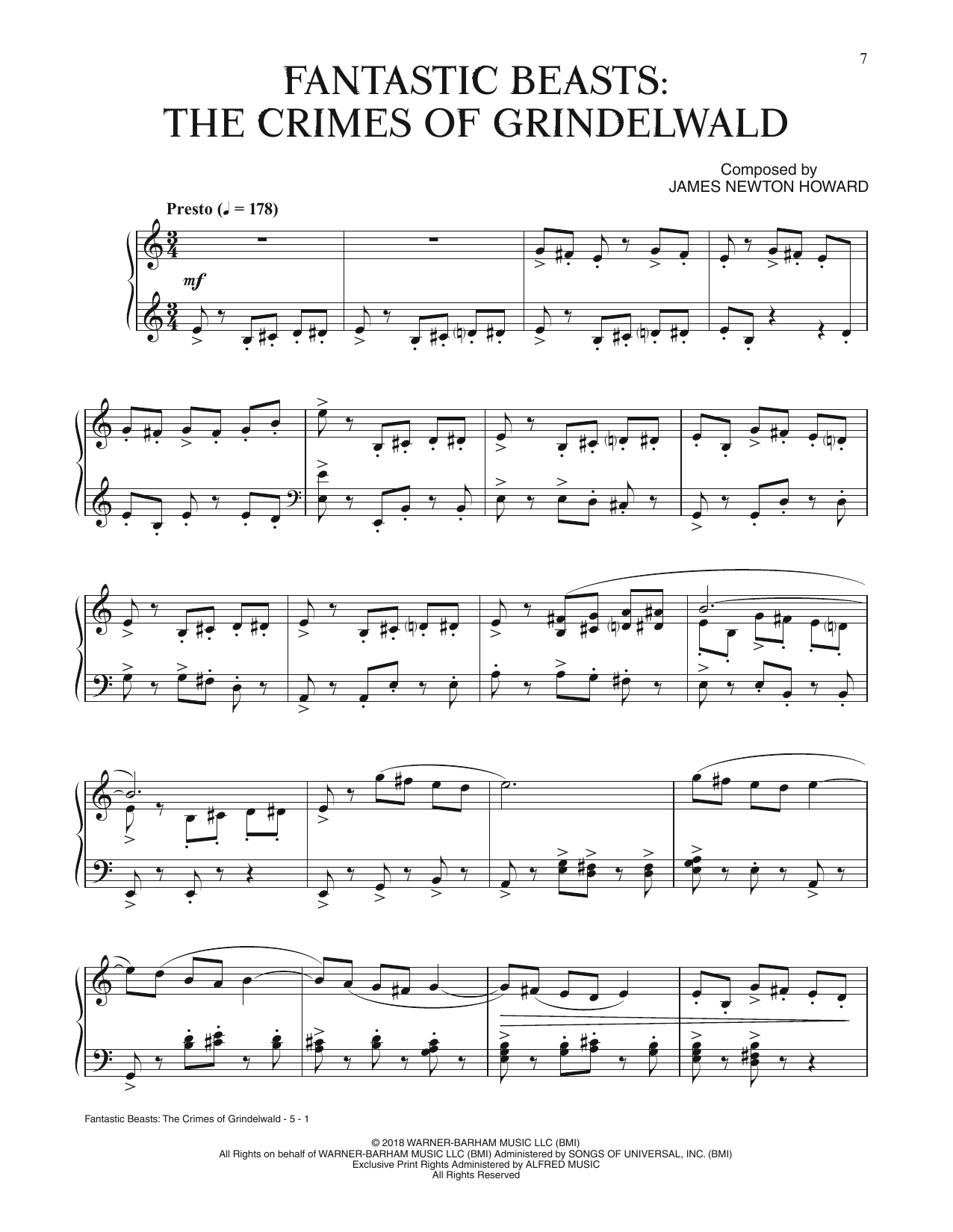Learn to play James Newton Howard Fantastic Beasts: The Crimes Of Grindelwald sheet music for Piano Solo in minutes. Price: 7.8900$ James Newton Howard Fantastic Beasts: The Crimes Of Grindelwald sheet music notes and chords arranged for Piano Solo