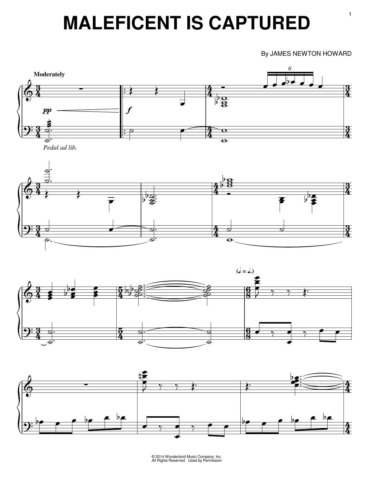 Learn to play James Newton Howard Maleficent Is Captured sheet music for Piano Solo in minutes. Price: 7.8900$ James Newton Howard Maleficent Is Captured sheet music notes and chords arranged for Piano Solo