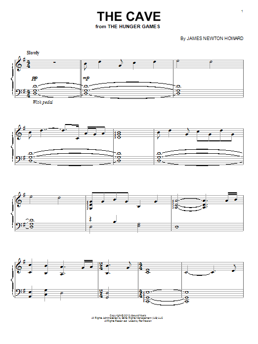 James Newton Howard The Cave sheet music notes and chords arranged for Piano Solo