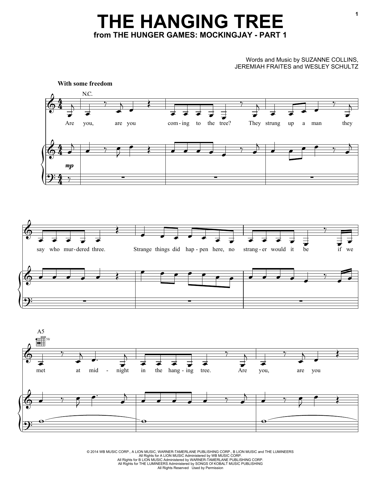 James Newton Howard The Hanging Tree sheet music notes and chords. Download Printable PDF.