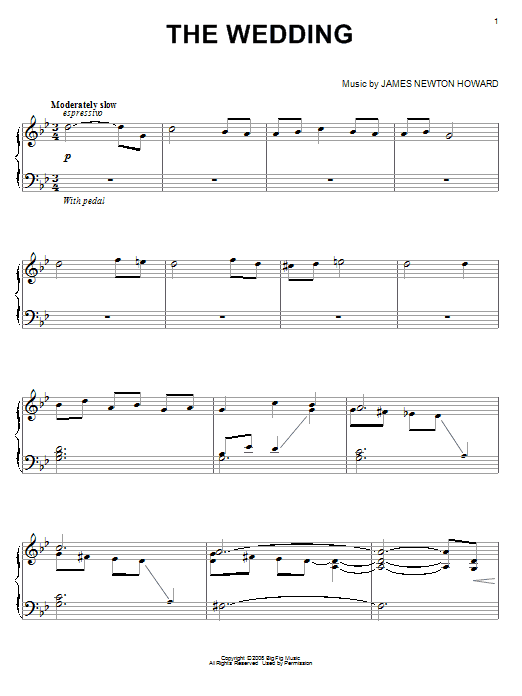 James Newton Howard The Wedding sheet music notes and chords. Download Printable PDF.