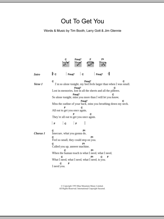 James Out To Get You sheet music notes and chords. Download Printable PDF.