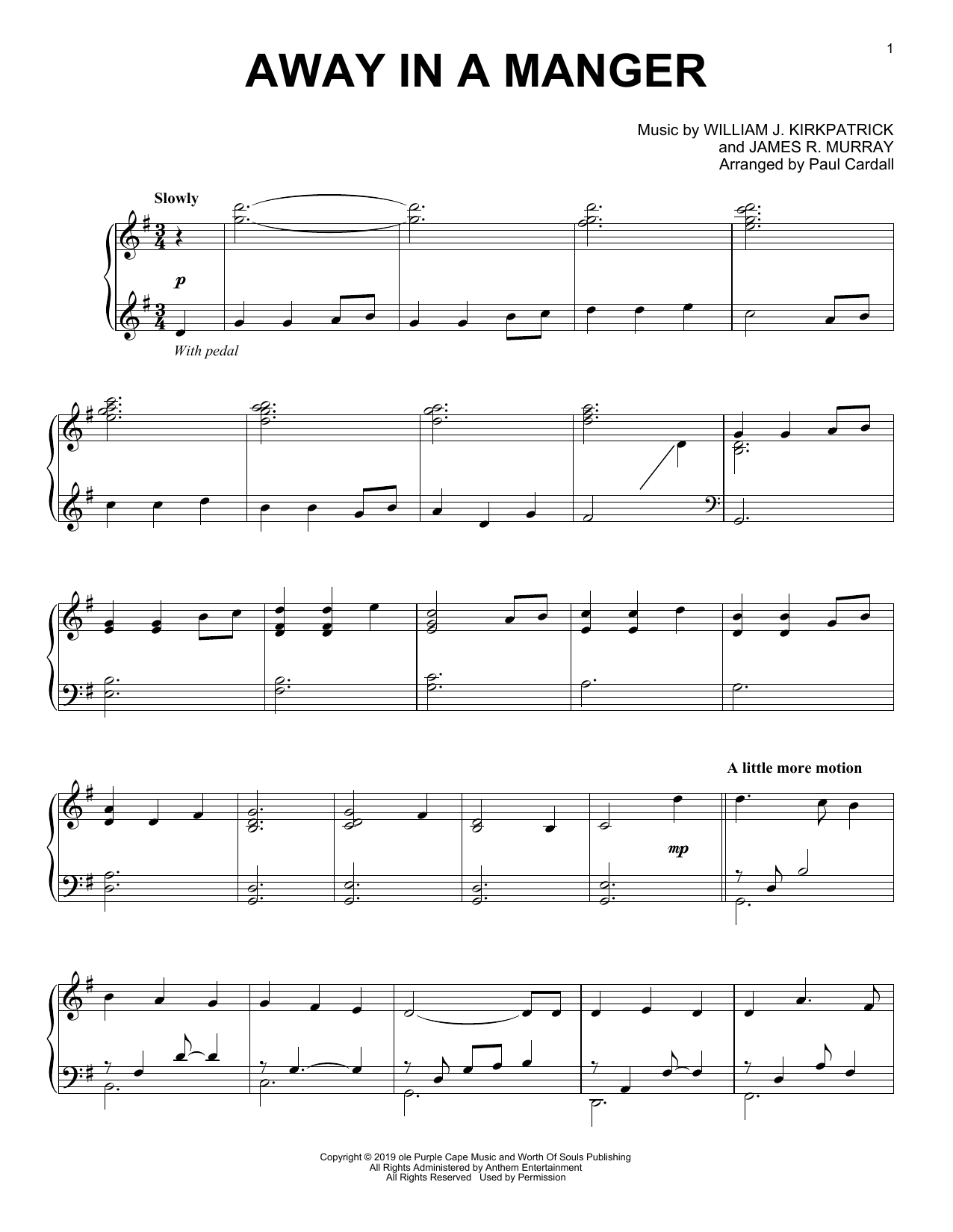 James R. Murray Away In A Manger (arr. Paul Cardall) sheet music notes and chords. Download Printable PDF.