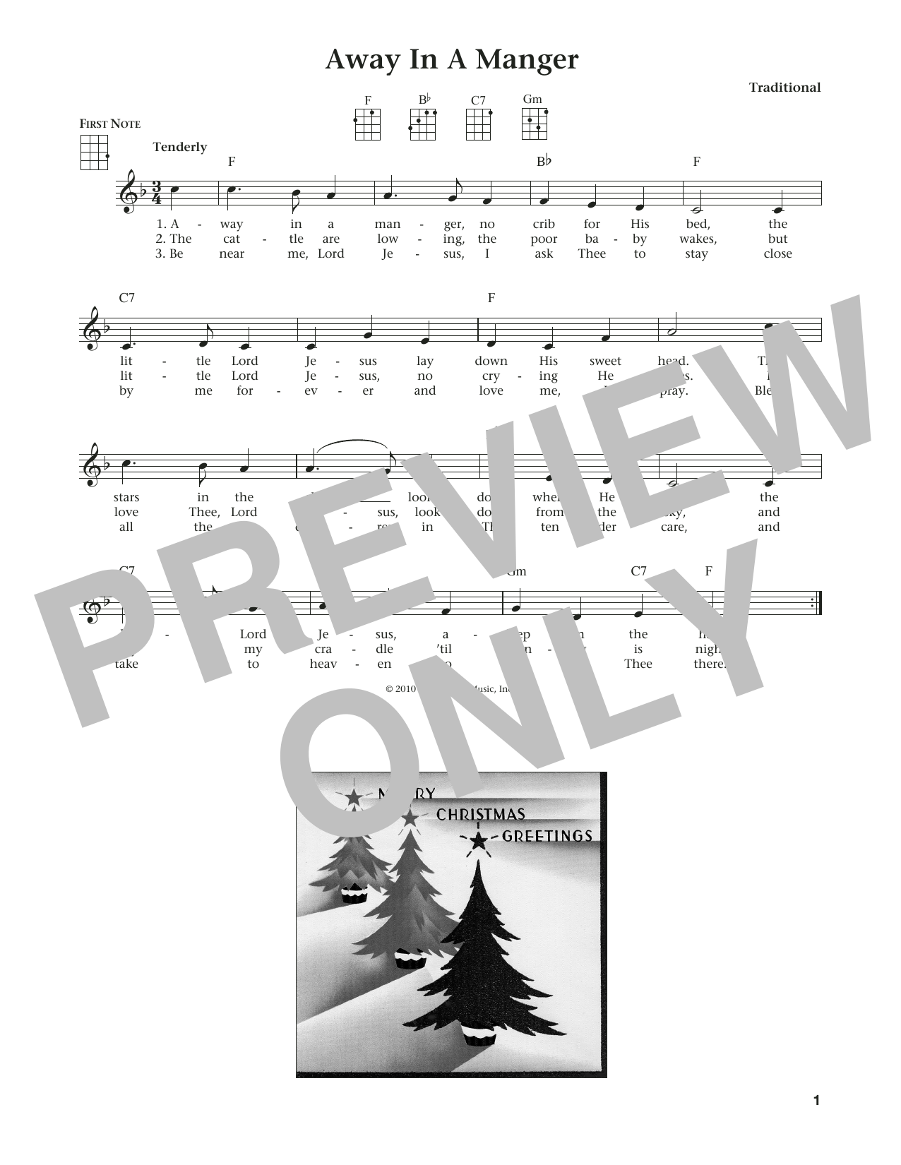 Learn to play James R. Murray Away In A Manger (from The Daily Ukulele) (arr. Liz and Jim Beloff) sheet music for Ukulele in minutes. Price: 5.9900$ James R. Murray Away In A Manger (from The Daily Ukulele) (arr. Liz and Jim Beloff) sheet music notes and chords arranged for Ukulele