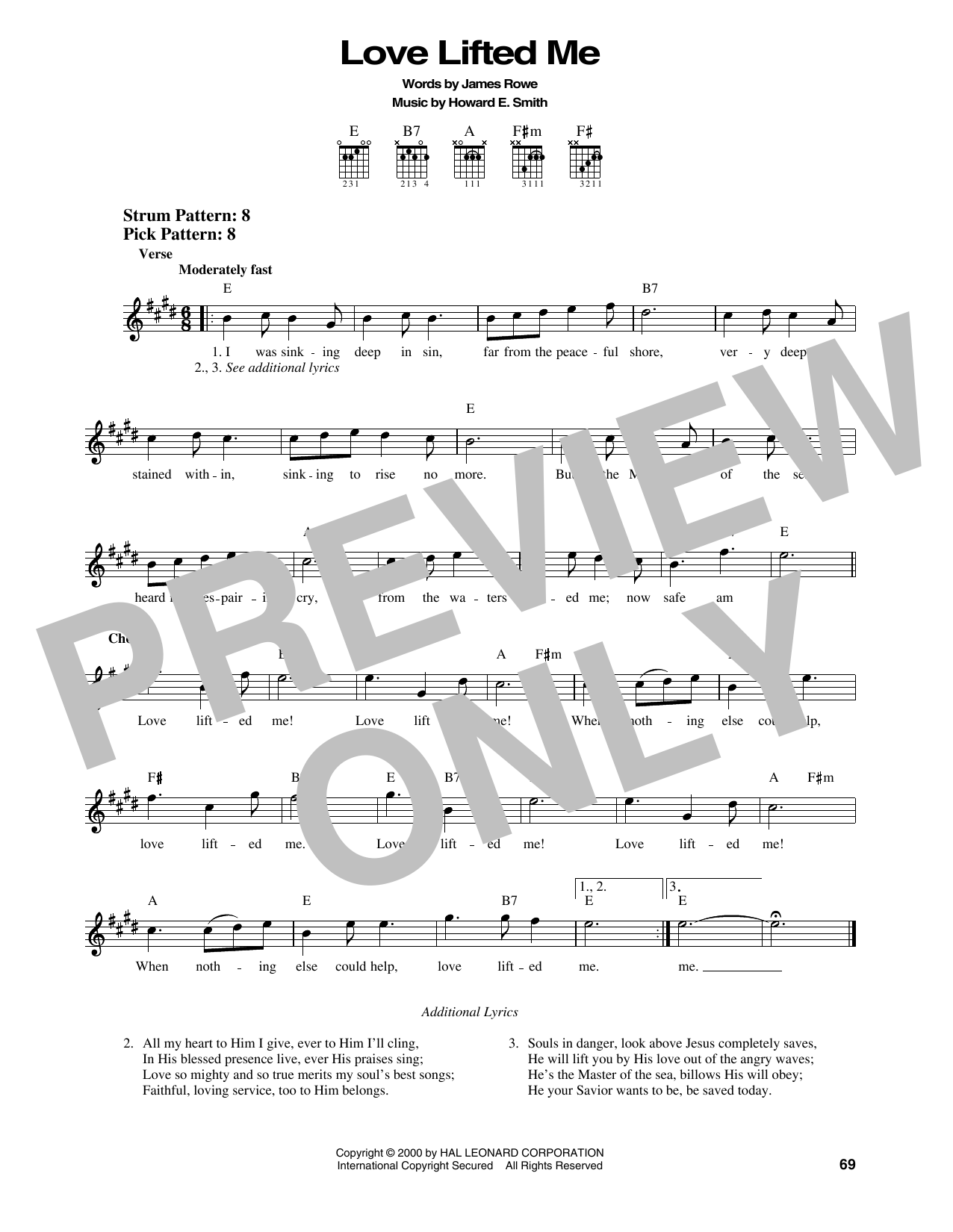 James Rowe Love Lifted Me sheet music notes and chords. Download Printable PDF.