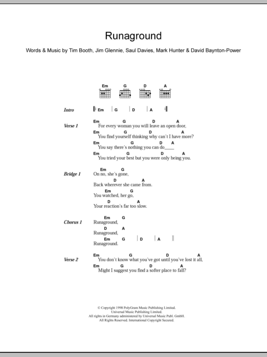 James Runaground sheet music notes and chords. Download Printable PDF.