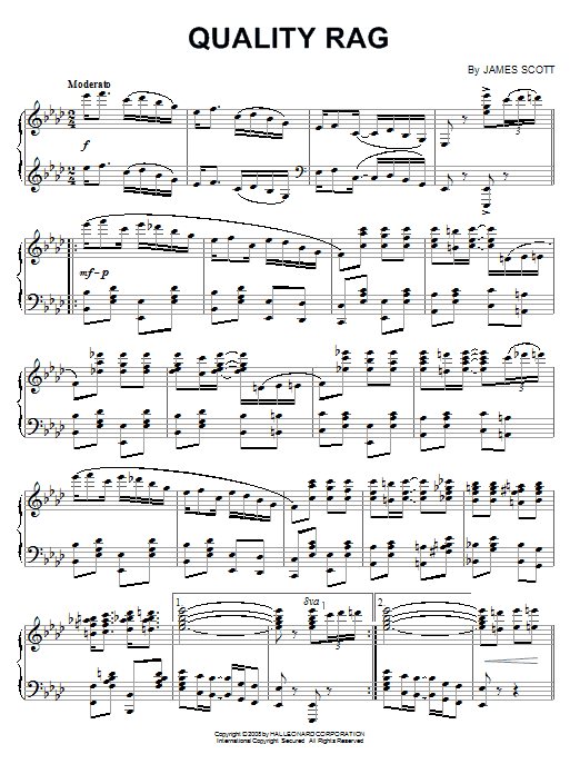 Learn to play James Scott Quality Rag sheet music for Piano Solo in minutes. Price: 7.8900$ James Scott Quality Rag sheet music notes and chords arranged for Piano Solo