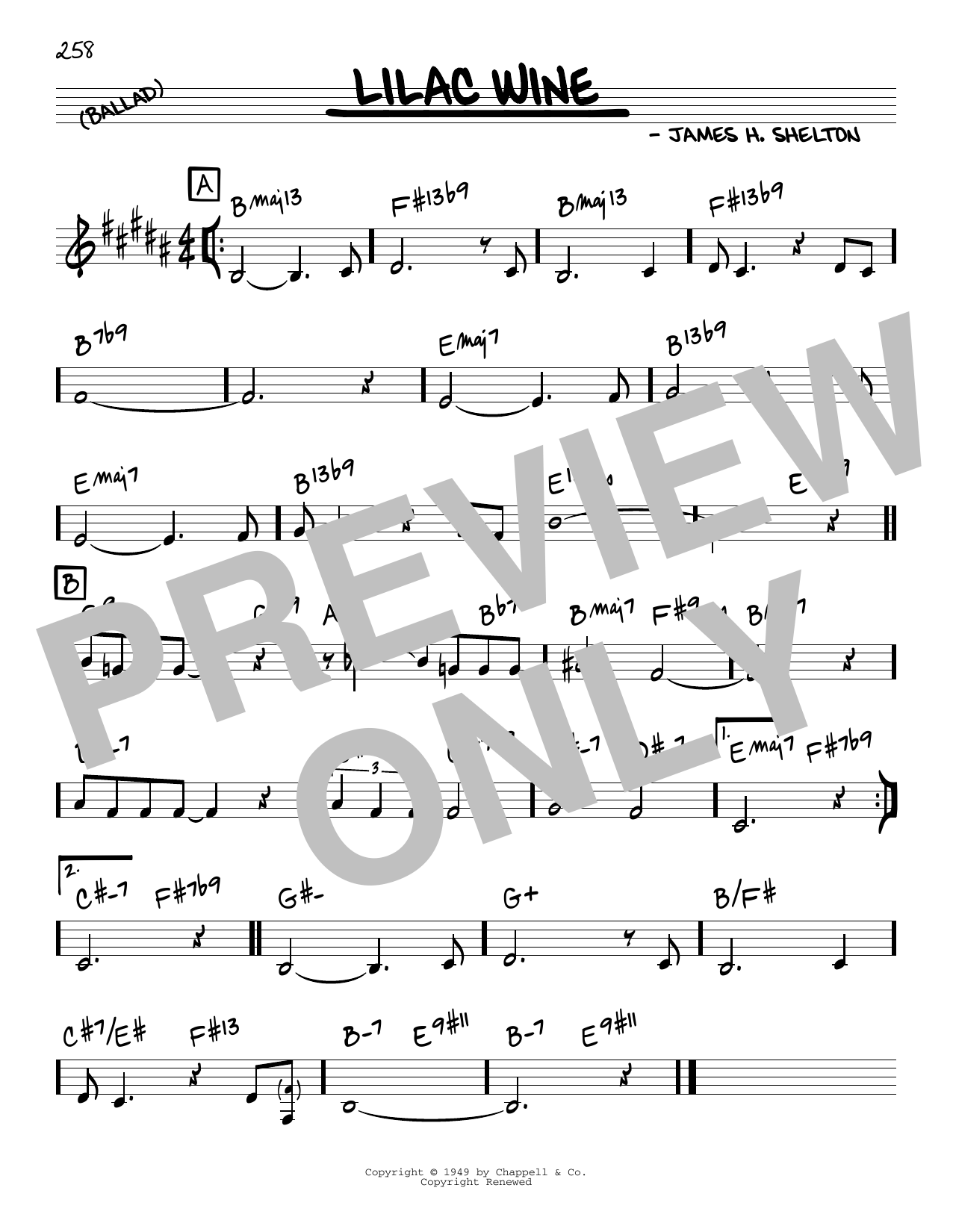 Learn to play James Shelton Lilac Wine sheet music for Real Book – Melody & Chords in minutes. Price: 5.9900$ James Shelton Lilac Wine sheet music notes and chords arranged for Real Book – Melody & Chords