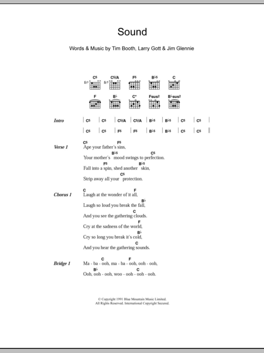 James Sound sheet music notes and chords. Download Printable PDF.