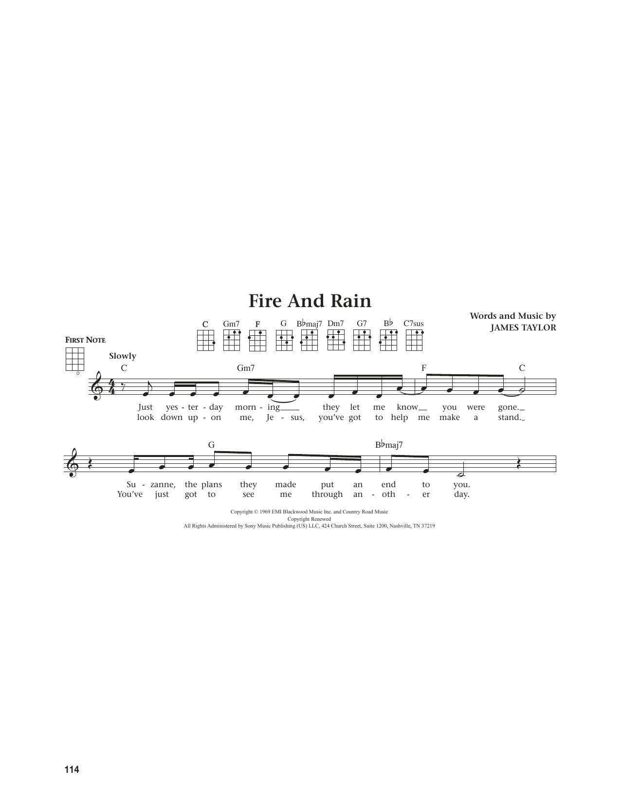 James Taylor Fire And Rain (from The Daily Ukulele) (arr. Jim Beloff) sheet music notes and chords. Download Printable PDF.