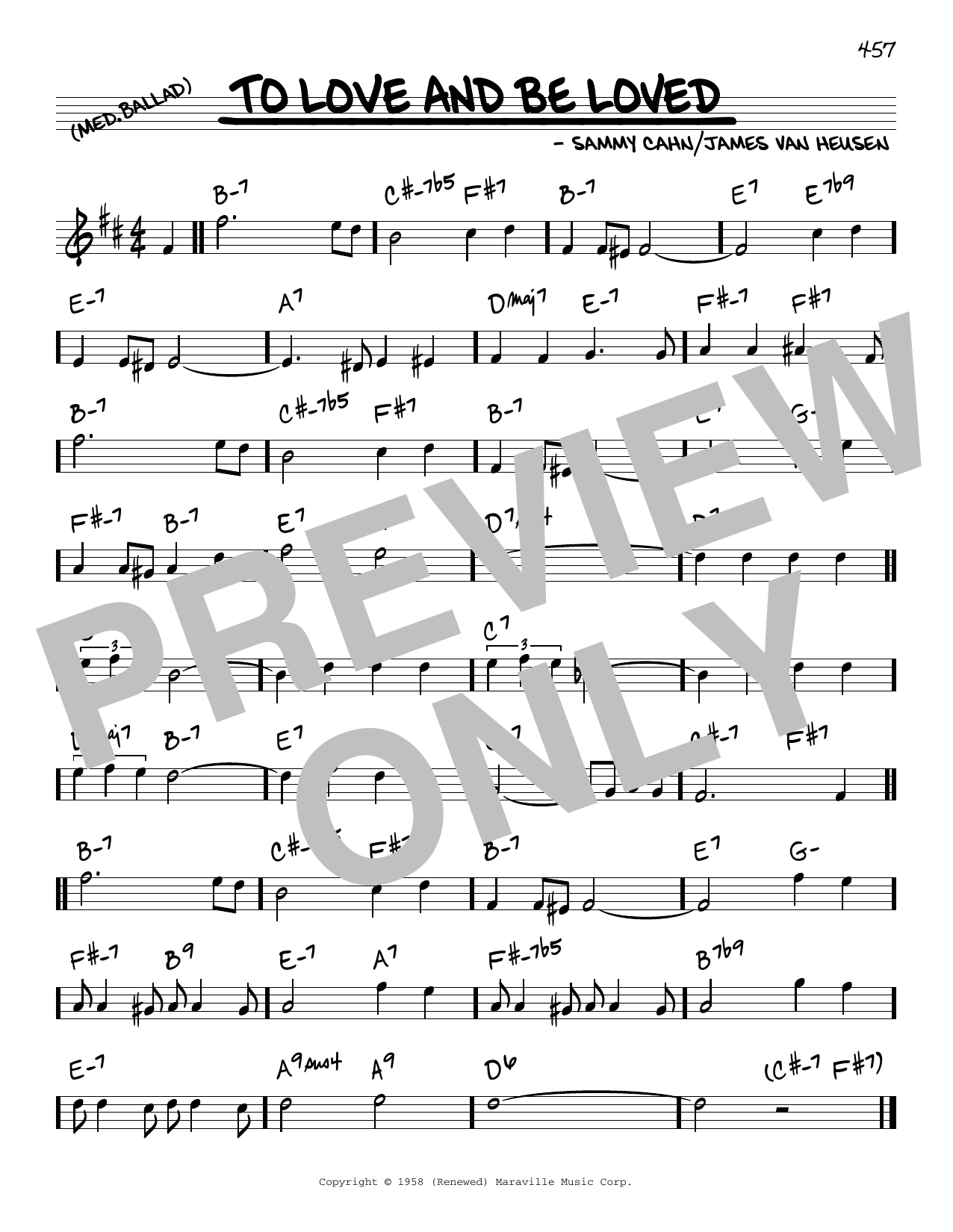 Learn to play James Van Heusen and Sammy Cahn To Love And Be Loved sheet music for Real Book – Melody & Chords in minutes. Price: 5.9900$ James Van Heusen and Sammy Cahn To Love And Be Loved sheet music notes and chords arranged for Real Book – Melody & Chords