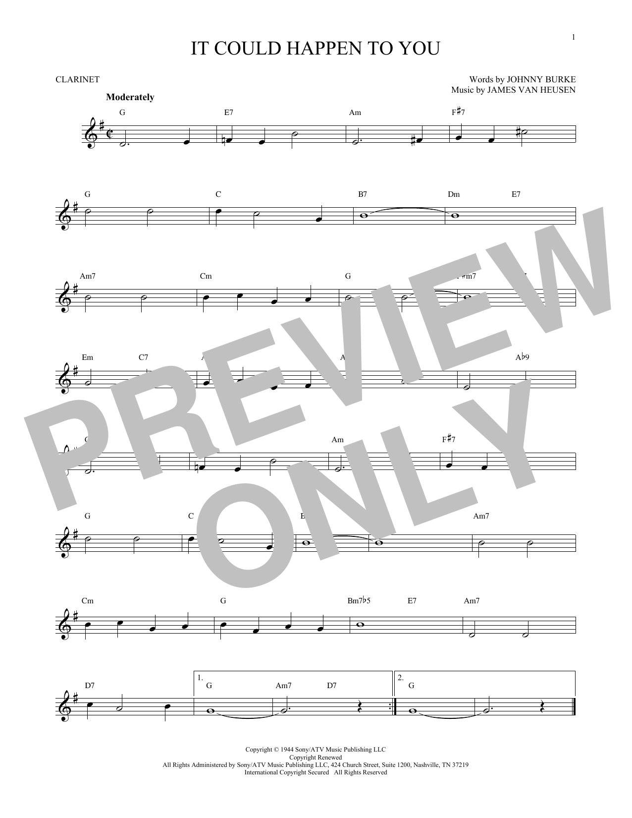 James Van Heusen It Could Happen To You sheet music notes and chords. Download Printable PDF.