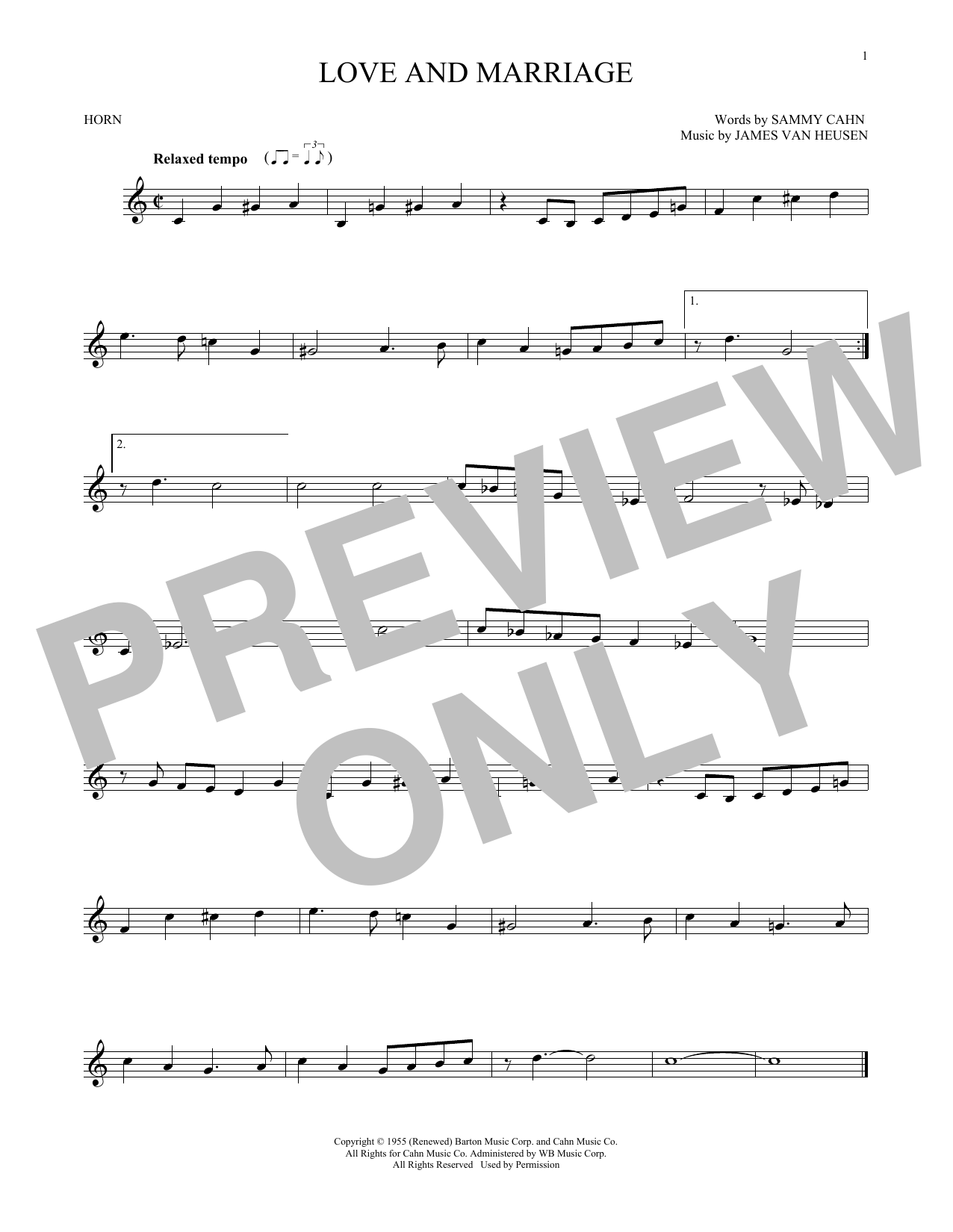 Frank Sinatra Love And Marriage sheet music notes and chords. Download Printable PDF.