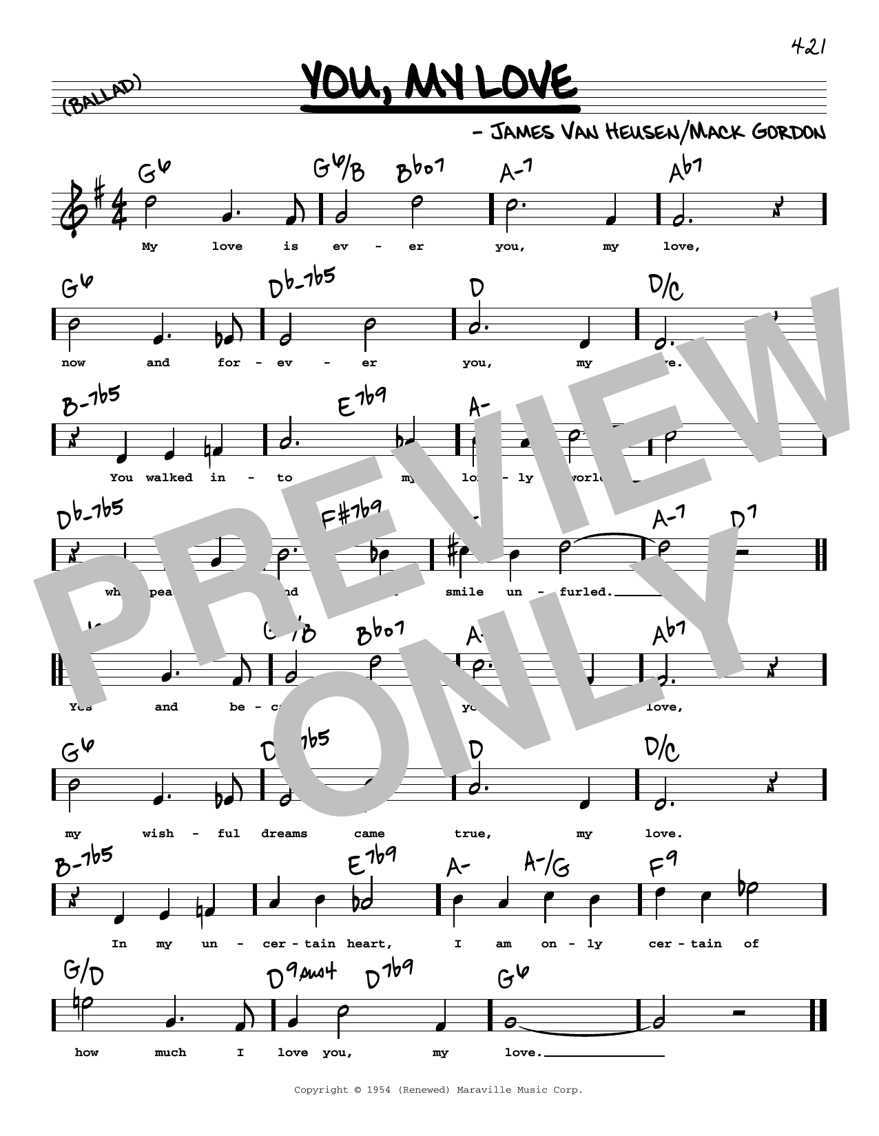 Learn to play James Van Heusen You, My Love (High Voice) sheet music for Real Book – Melody, Lyrics & Chords in minutes. Price: 5.9900$ James Van Heusen You, My Love (High Voice) sheet music notes and chords arranged for Real Book – Melody, Lyrics & Chords