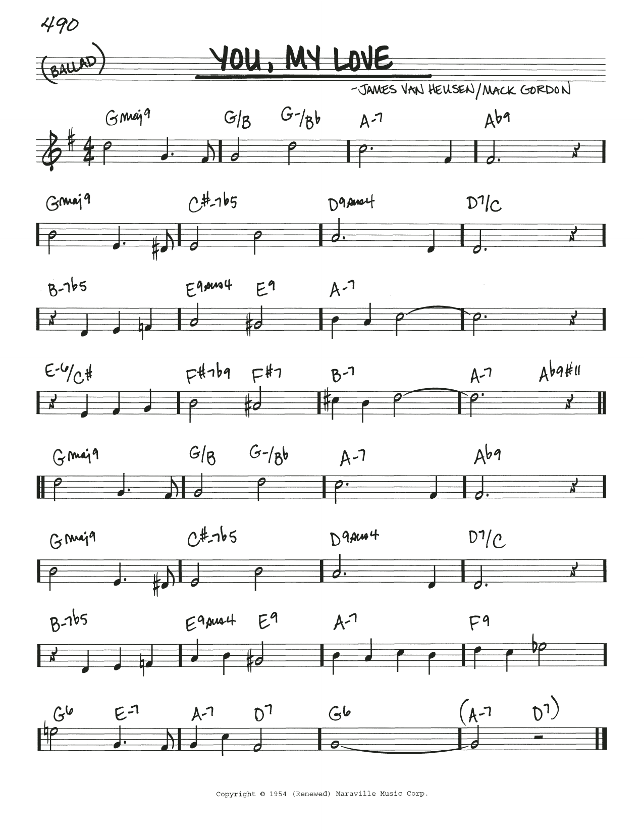 Learn to play James Van Heusen You, My Love sheet music for Real Book – Melody & Chords in minutes. Price: 5.9900$ James Van Heusen You, My Love sheet music notes and chords arranged for Real Book – Melody & Chords