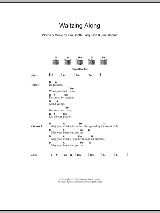 Learn to play James Waltzing Along sheet music for Guitar Tab in minutes. Price: 7.8900$ James Waltzing Along sheet music notes and chords arranged for Guitar Tab