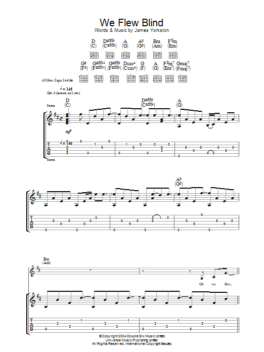 Learn to play James Yorkston & The Athletes We Flew Blind sheet music for Guitar Tab in minutes. Price: 7.8900$ James Yorkston & The Athletes We Flew Blind sheet music notes and chords arranged for Guitar Tab