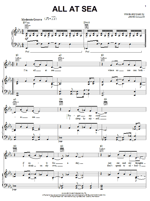 Jamie Cullum All At Sea sheet music notes and chords. Download Printable PDF.