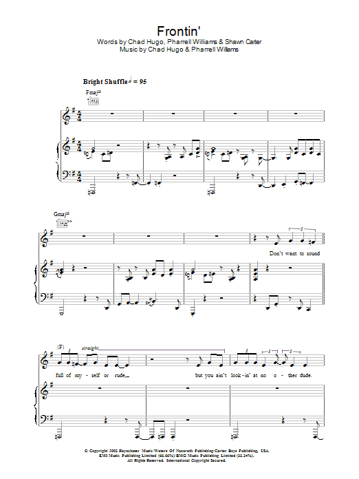 Learn to play Jamie Cullum Frontin' sheet music for Piano, Vocal & Guitar Chords in minutes. Price: 7.8900$ Jamie Cullum Frontin' sheet music notes and chords arranged for Piano, Vocal & Guitar Chords